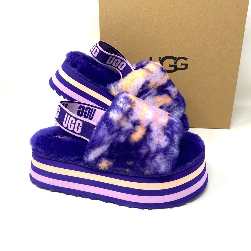 UGG Women's Size 1122032 VNGH DISCO MARBLE SLIDES VIOLET Platform Sandal Slipper - Picture 5 of 10